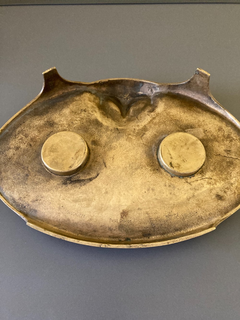 Continental Bronze Double inkwell. 1920s. View IV