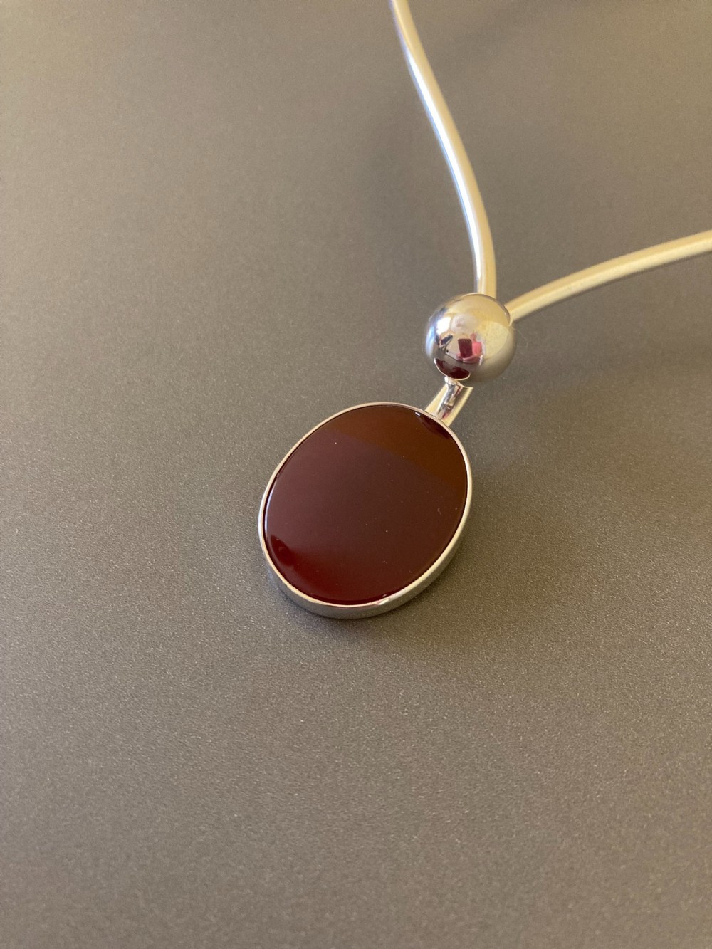 Danish Silver Torque with Red Agate. 1960s. By N E From. View II