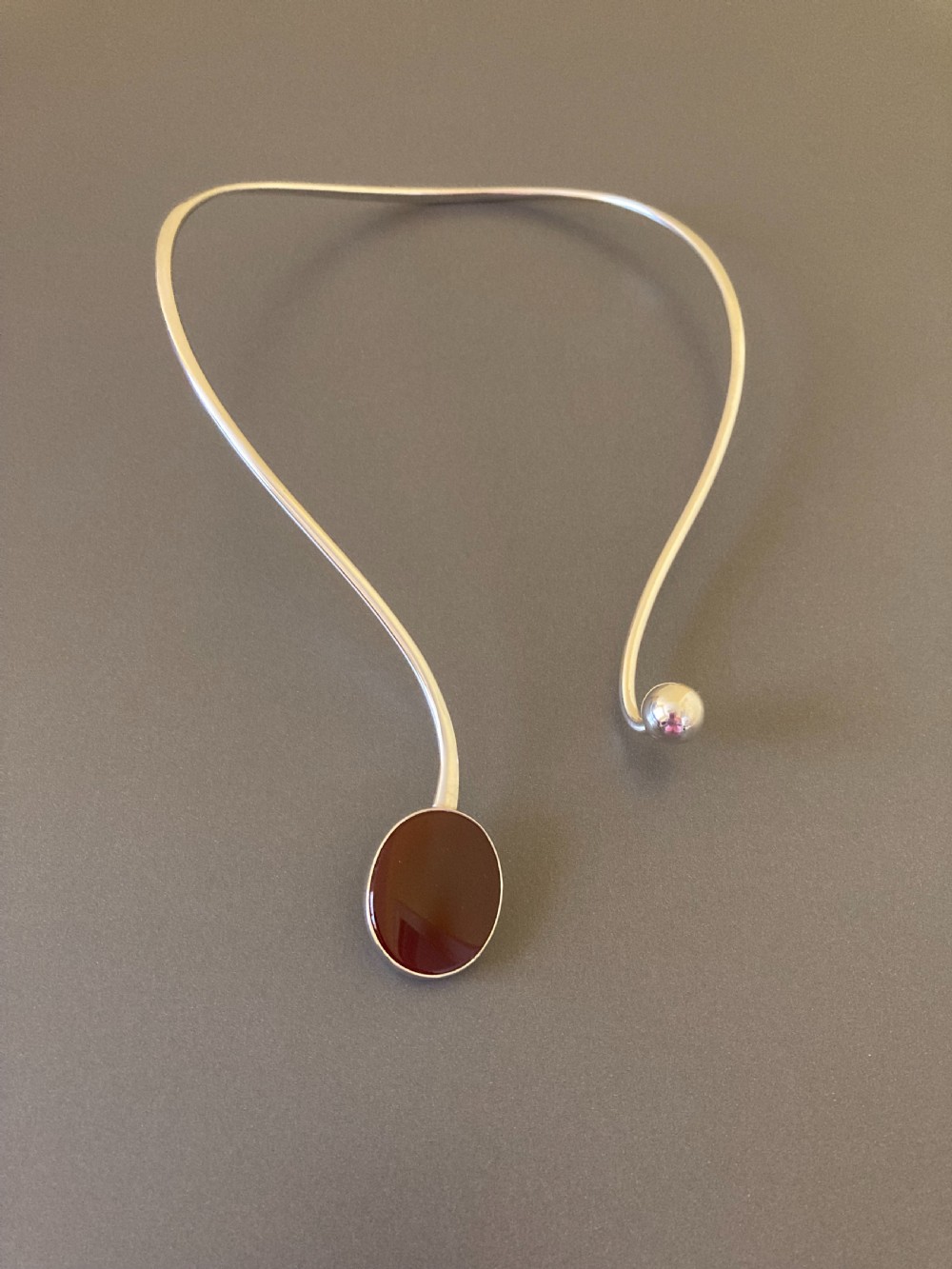Danish Silver Torque with Red Agate. 1960s. By N E From. View III