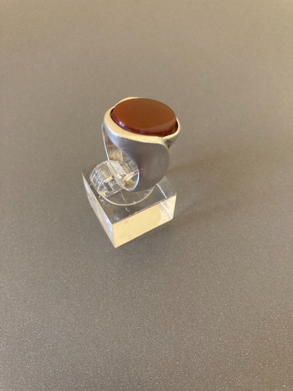 Danish Silver and Red Agate Ring. By N E From. 1960s. View III