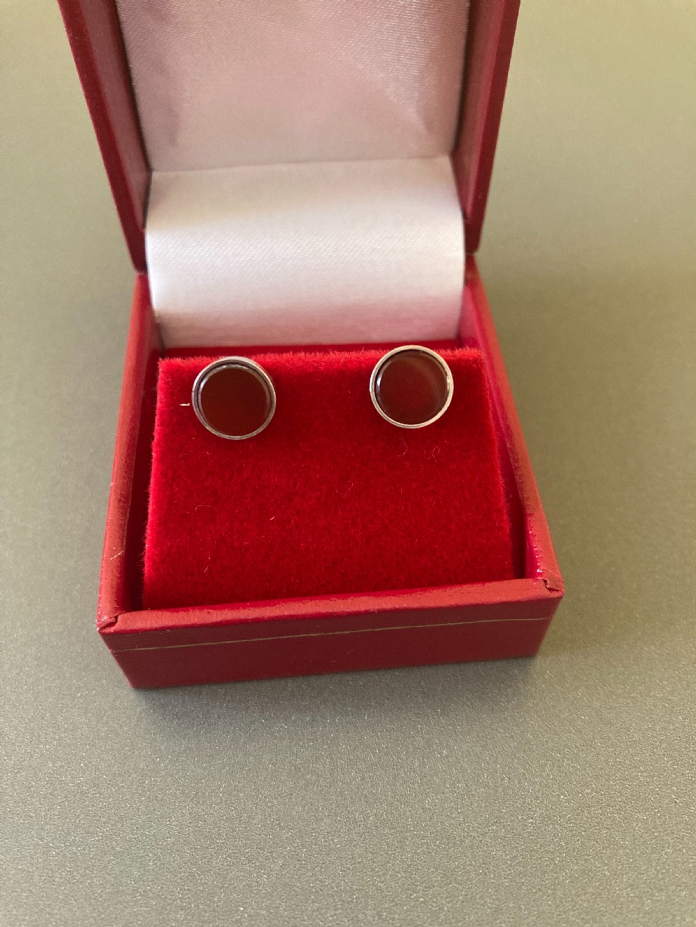 Danish Silver and Red Agate Earrings. By N E From. 1960s.
