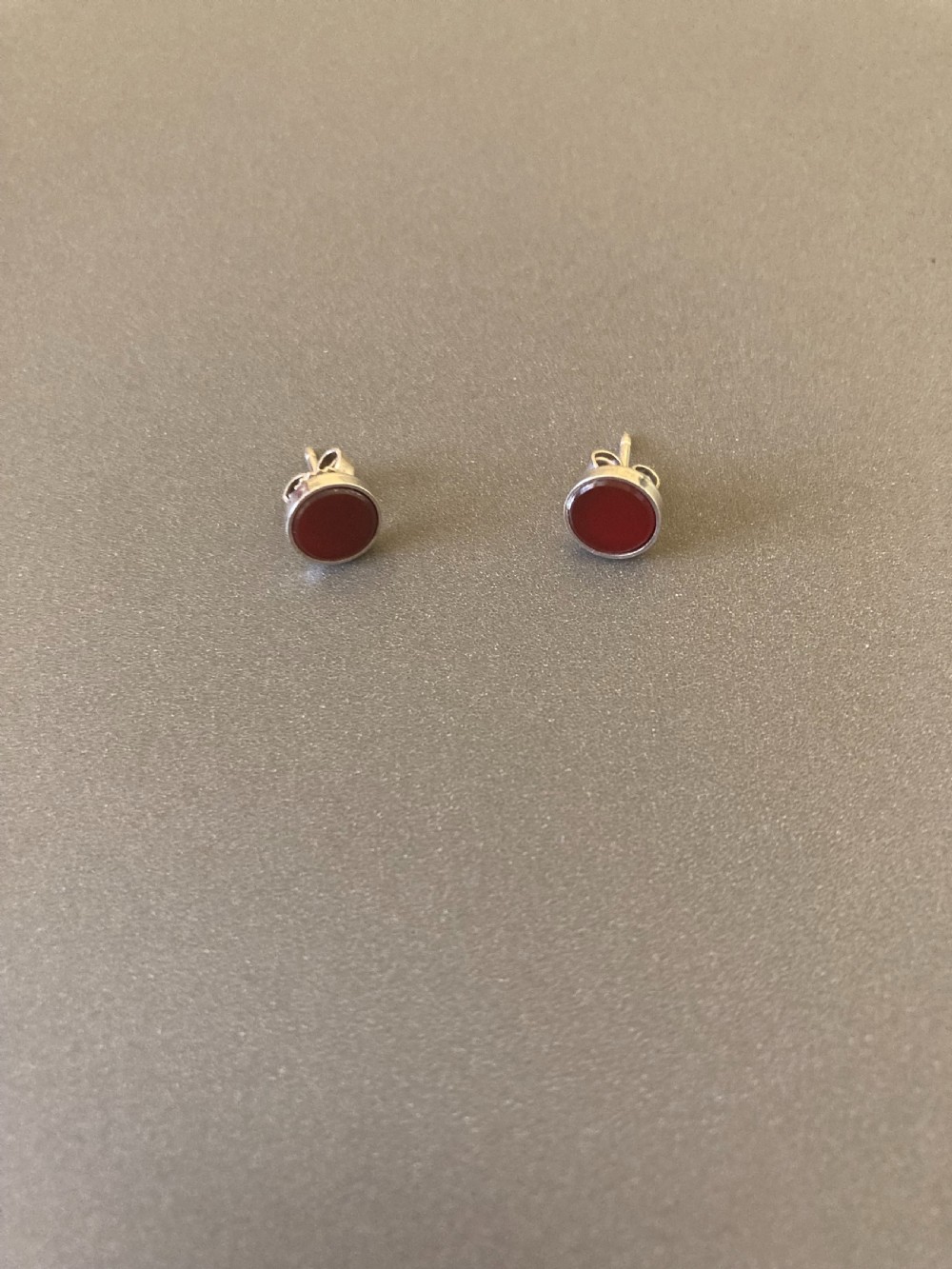 Danish Silver and Red Agate Earrings. By N E From. 1960s. View III