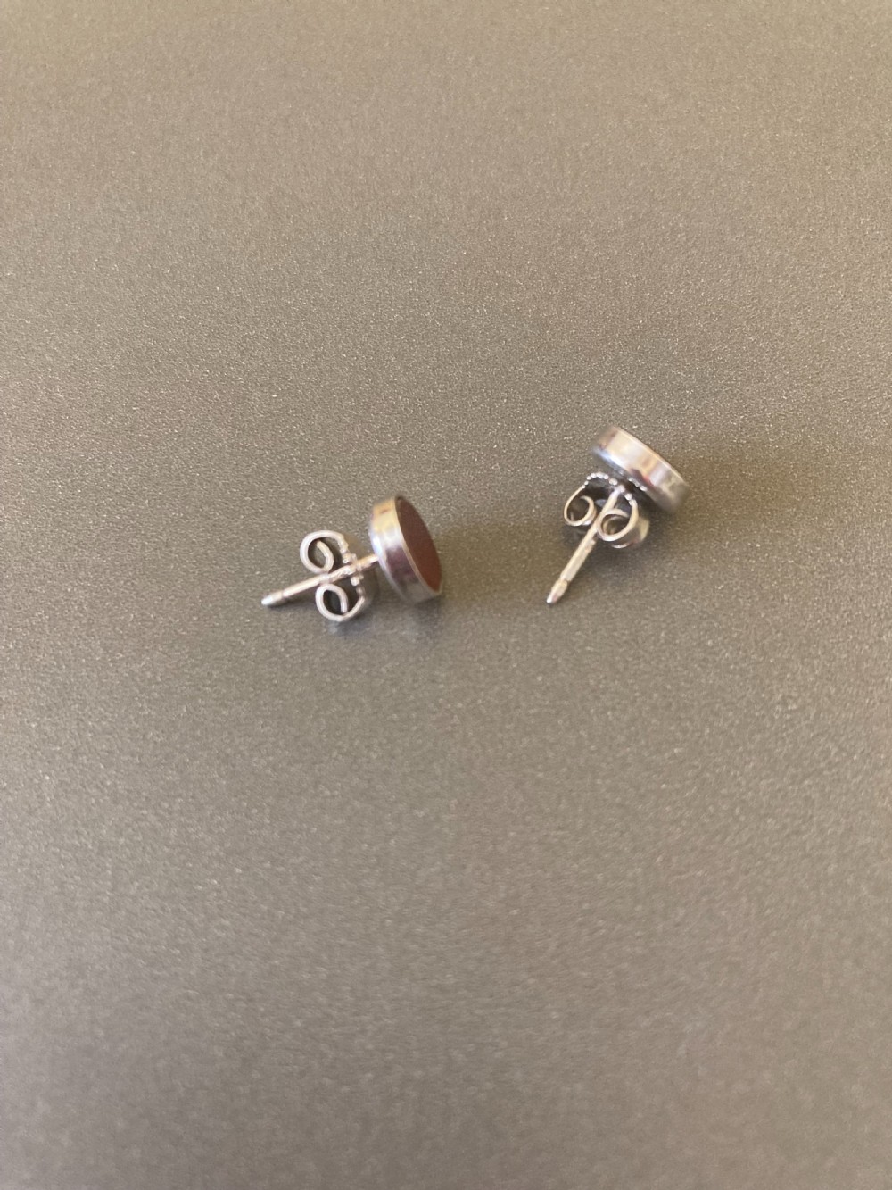 Danish Silver and Red Agate Earrings. By N E From. 1960s. View IV