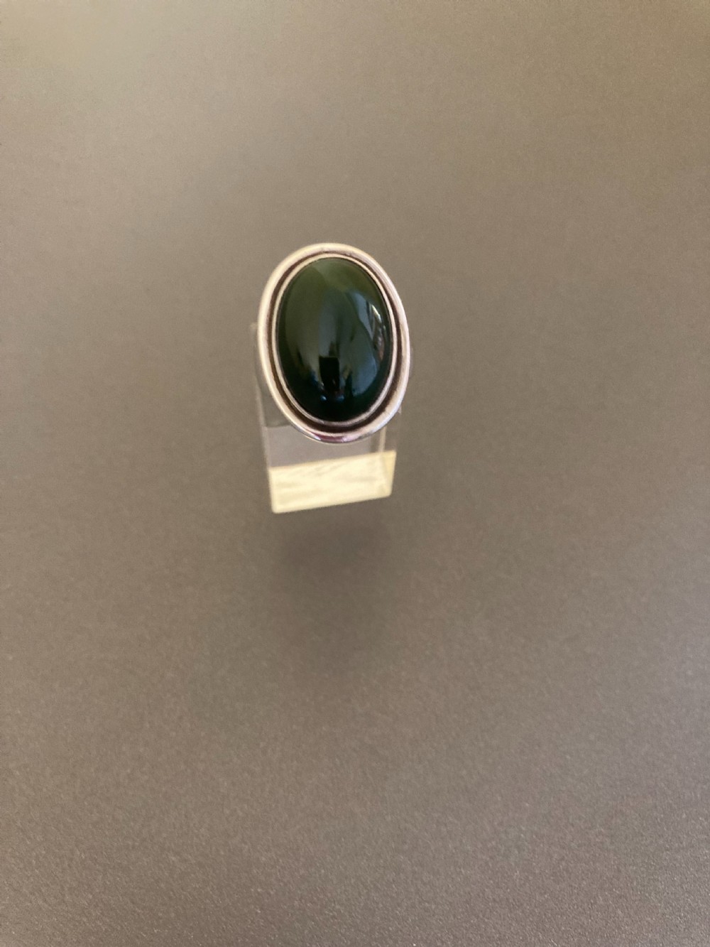 Georg Jensen Danish Silver Ring with Nephrite. 1950s. View II