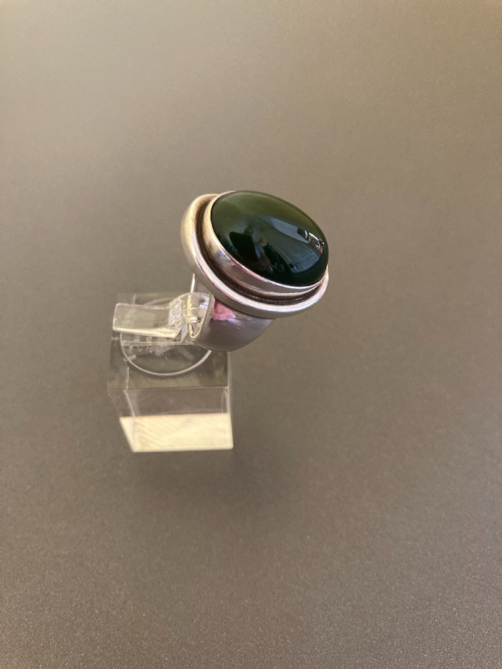 Georg Jensen Danish Silver Ring with Nephrite. 1950s. View III