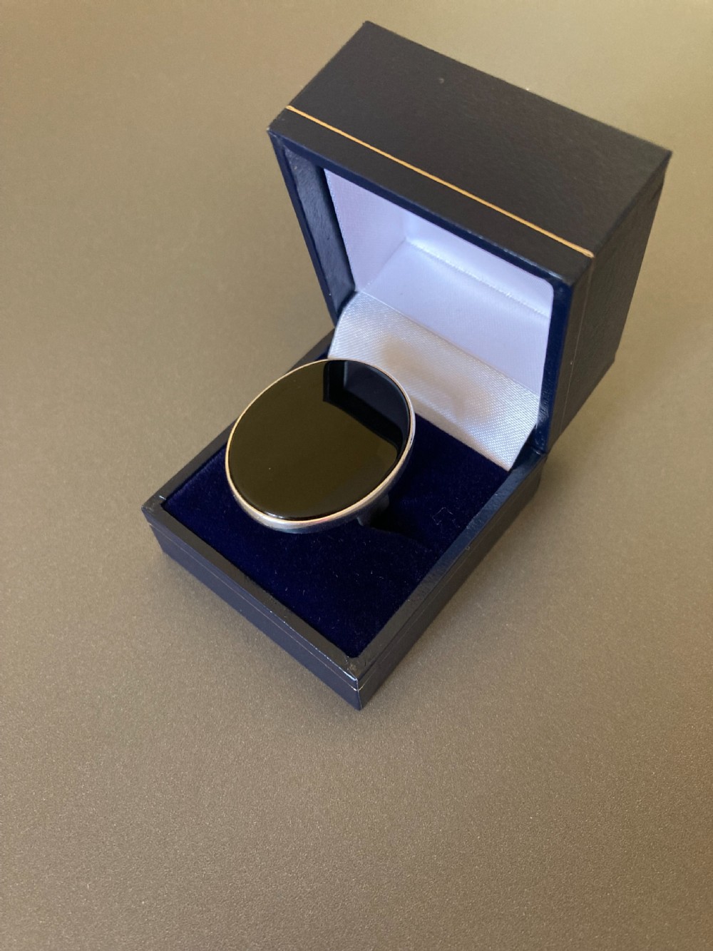 Danish silver ring with Onyx. By N. E. From. 1960s