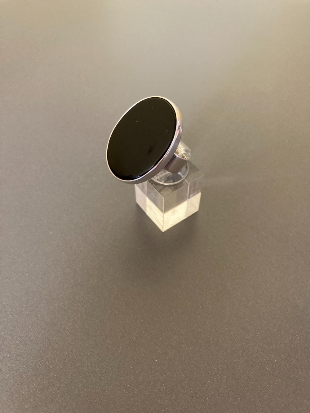 Danish silver ring with Onyx. By N. E. From. 1960s View II