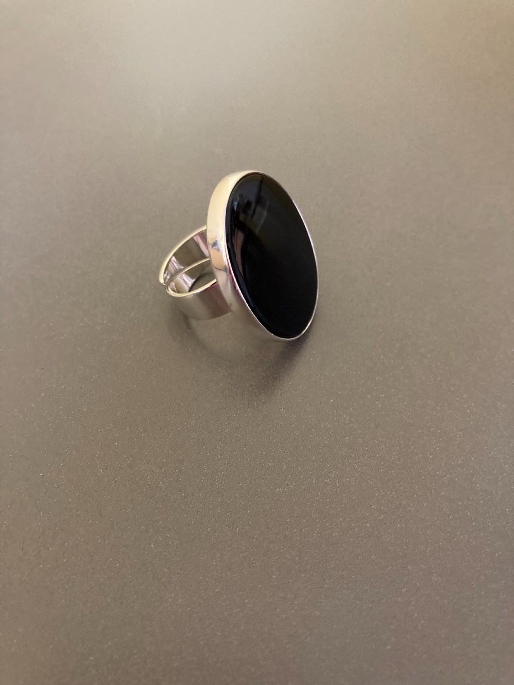 Danish silver ring with Onyx. By N. E. From. 1960s View V