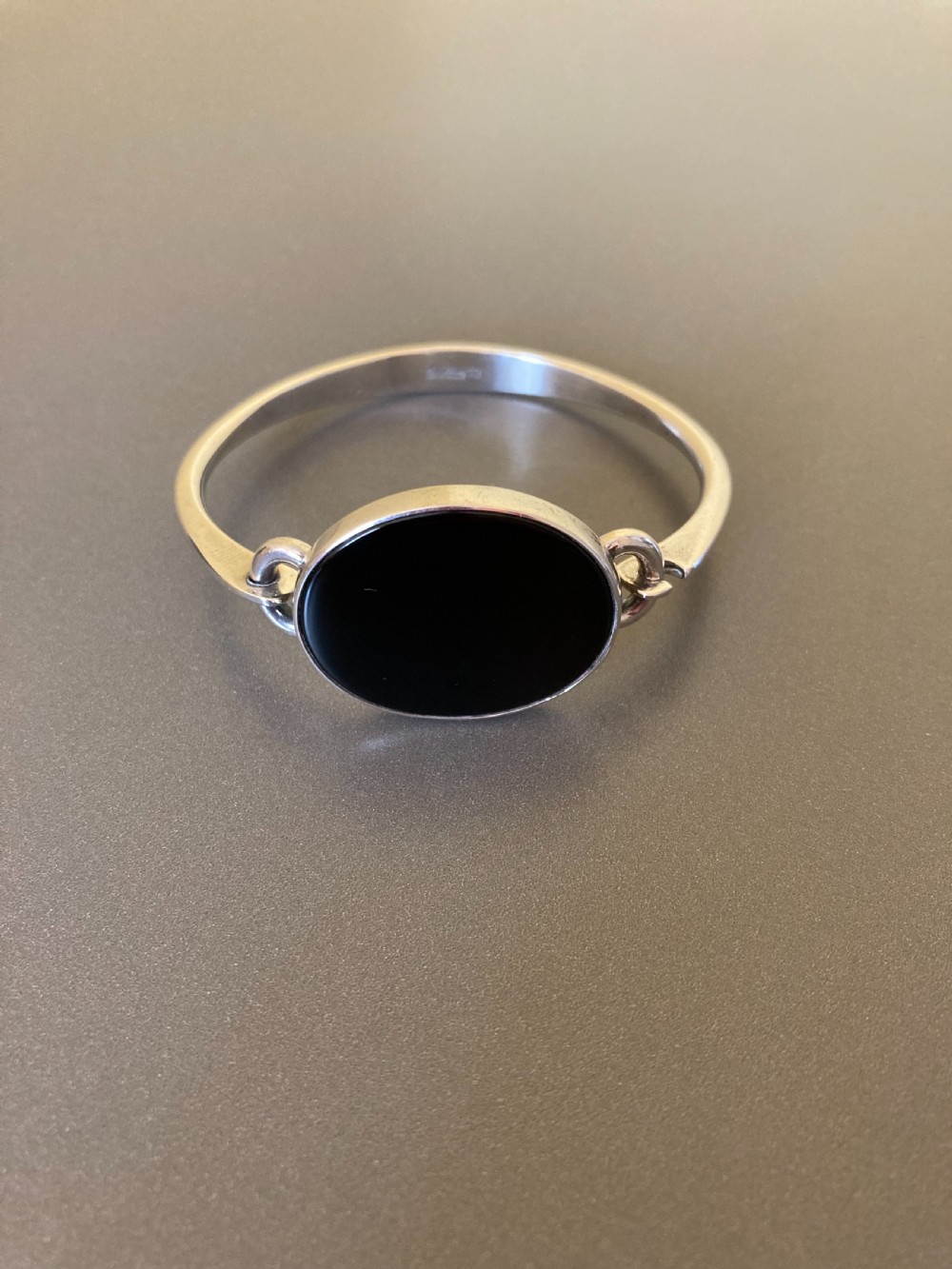 Danish Silver Bangle with Black Onyx. 1960s. By Niels Erik From.