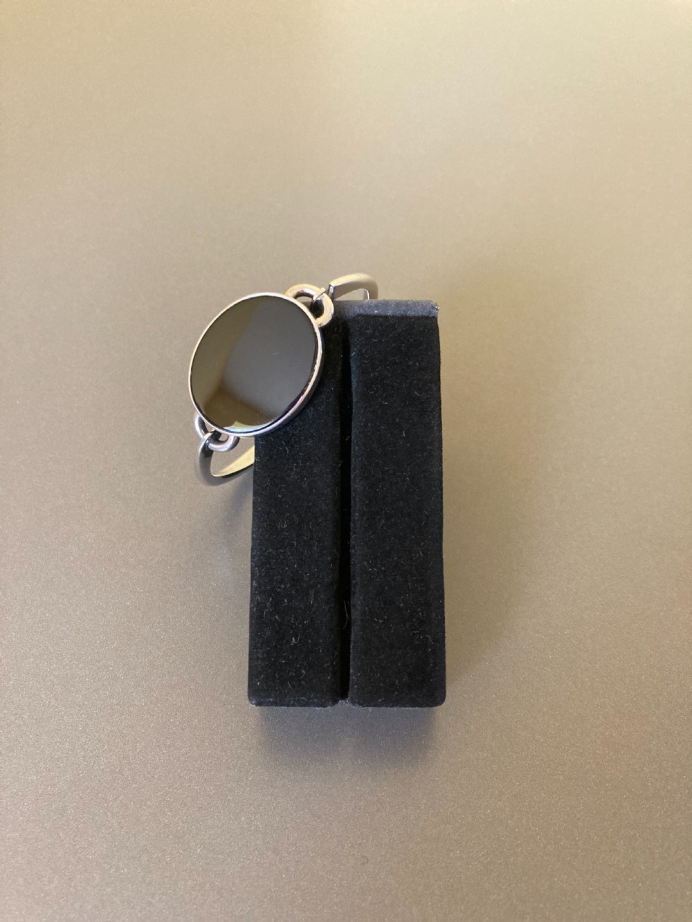 Danish Silver Bangle with Black Onyx. 1960s. By Niels Erik From. View II