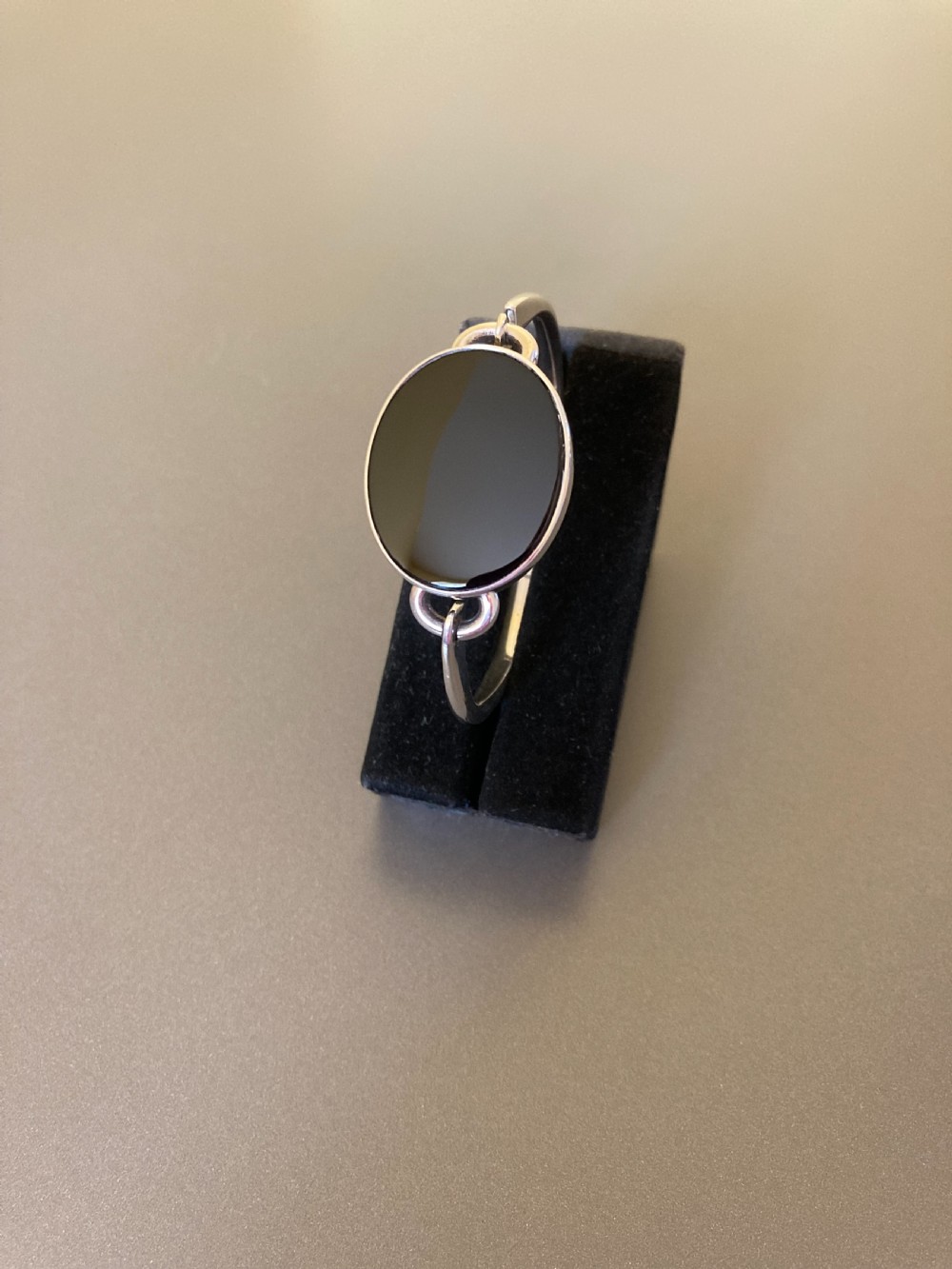 Danish Silver Bangle with Black Onyx. 1960s. By Niels Erik From. View III