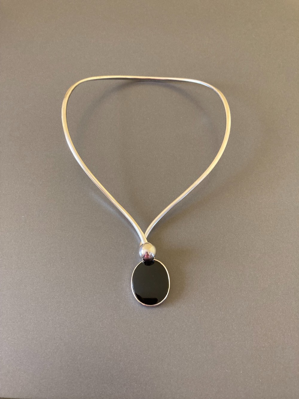 Danish Silver and Black Onyx Torque. 1960s. By Niels Erik From.