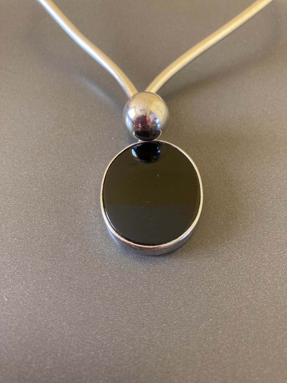 Danish Silver and Black Onyx Torque. 1960s. By Niels Erik From. View II