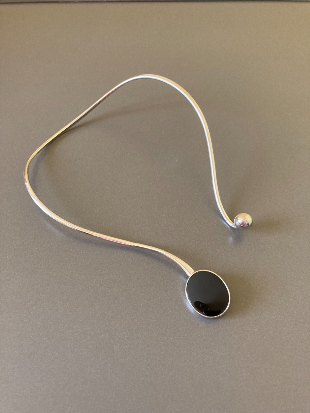 Danish Silver and Black Onyx Torque. 1960s. By Niels Erik From. View III