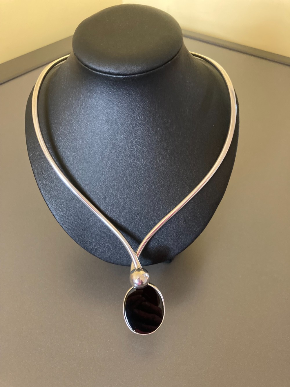 Danish Silver and Black Onyx Torque. 1960s. By Niels Erik From. View IV