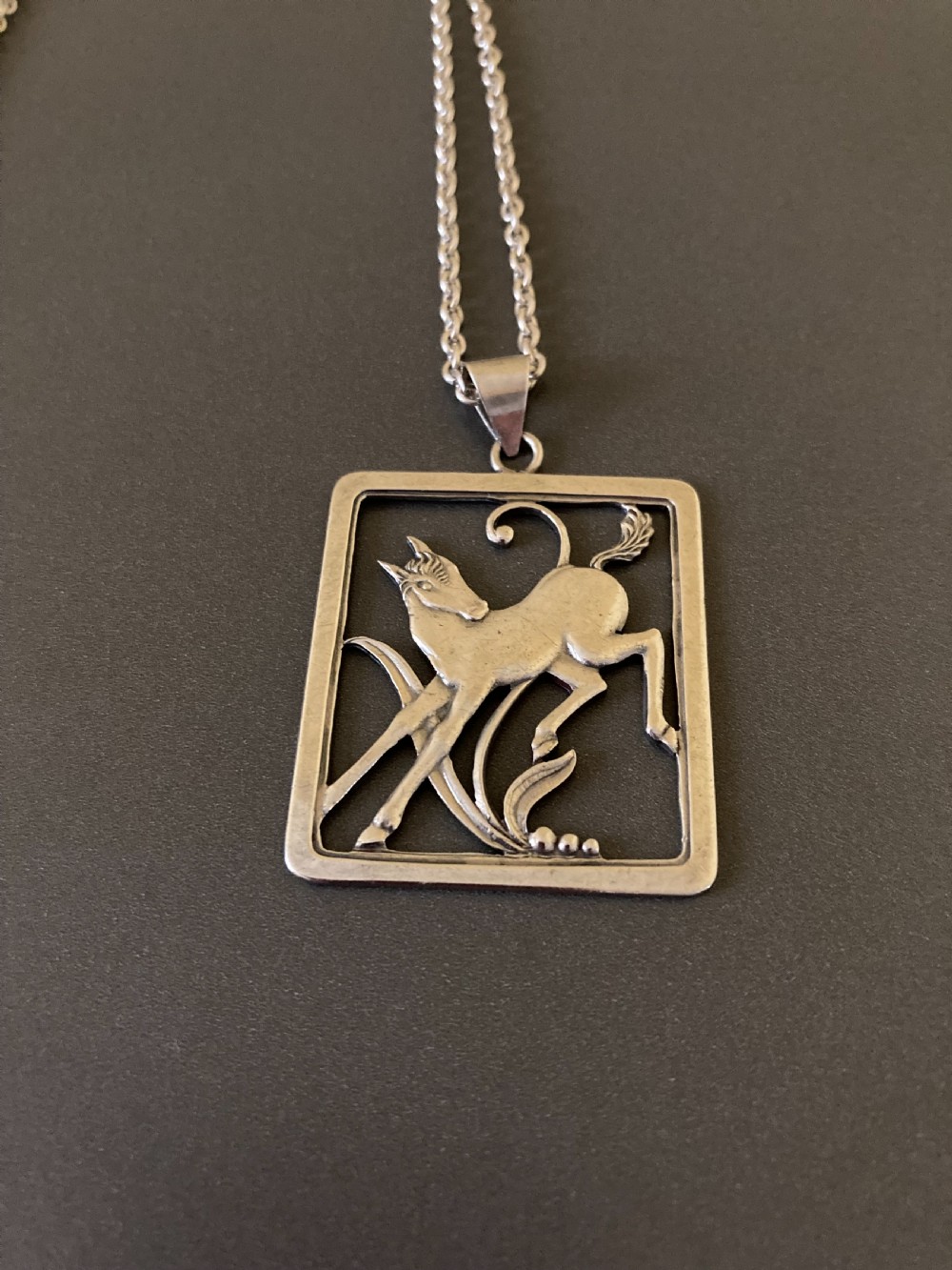 Danish Silver Pendant with Foal. 1940s. By ORRICA.