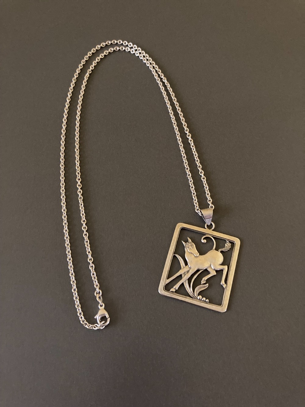 Danish Silver Pendant with Foal. 1940s. By ORRICA. View II