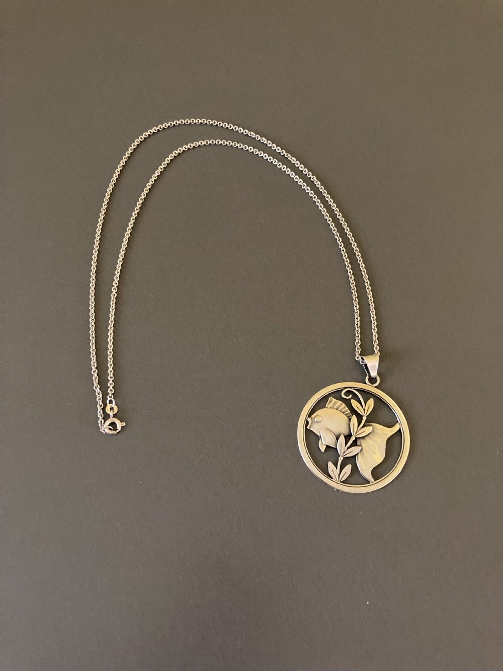 Danish Silver Pendant with Fish. 1960s. By Chr. Veilskov. View II