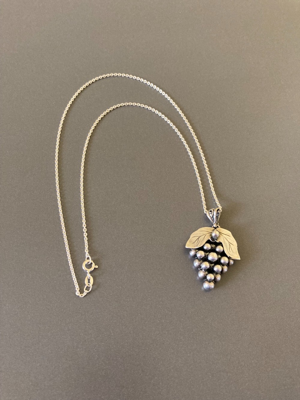 Danish Silver Pendant with Grapes. 1950s.
