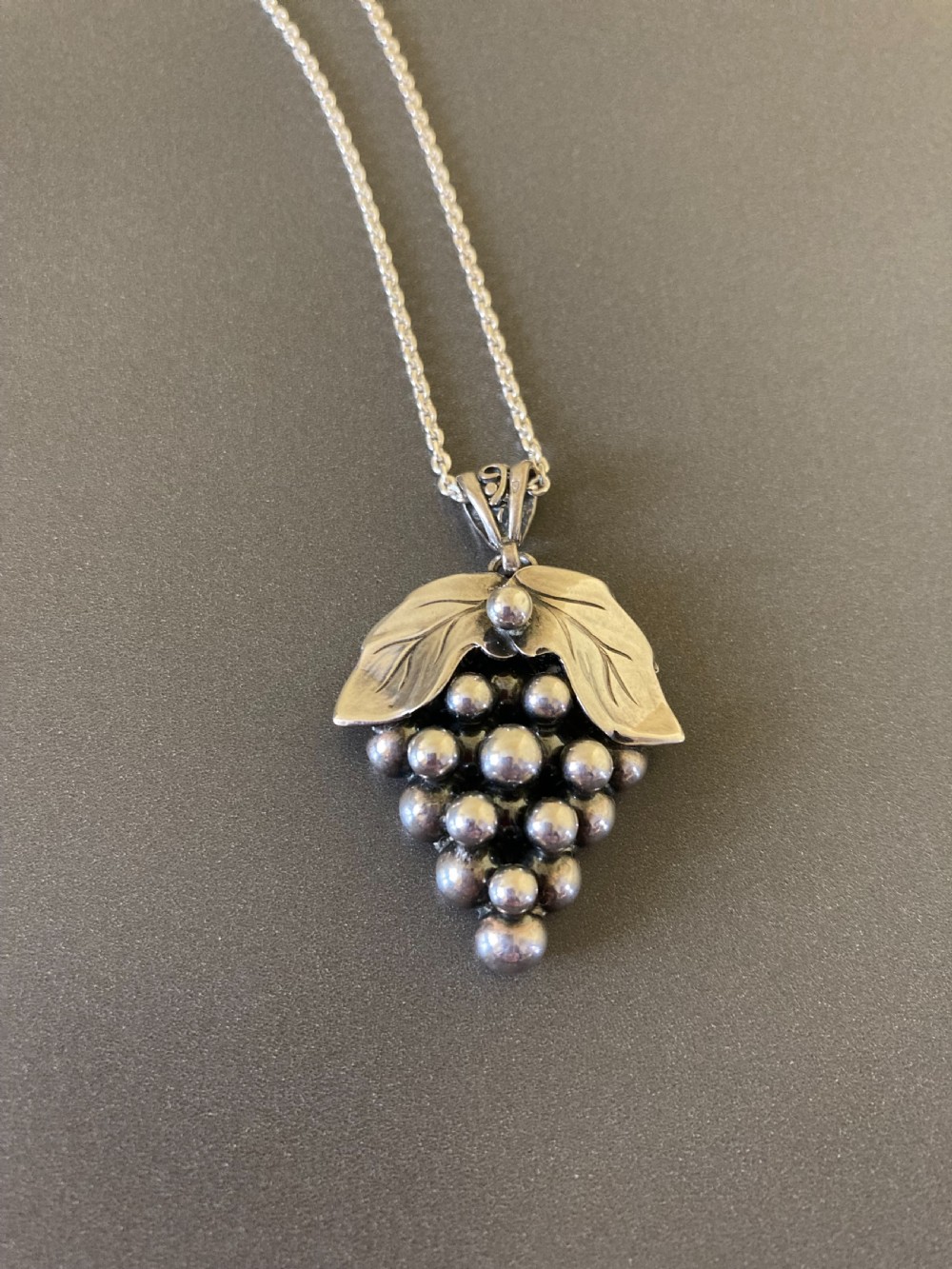 Danish Silver Pendant with Grapes. 1950s. View II