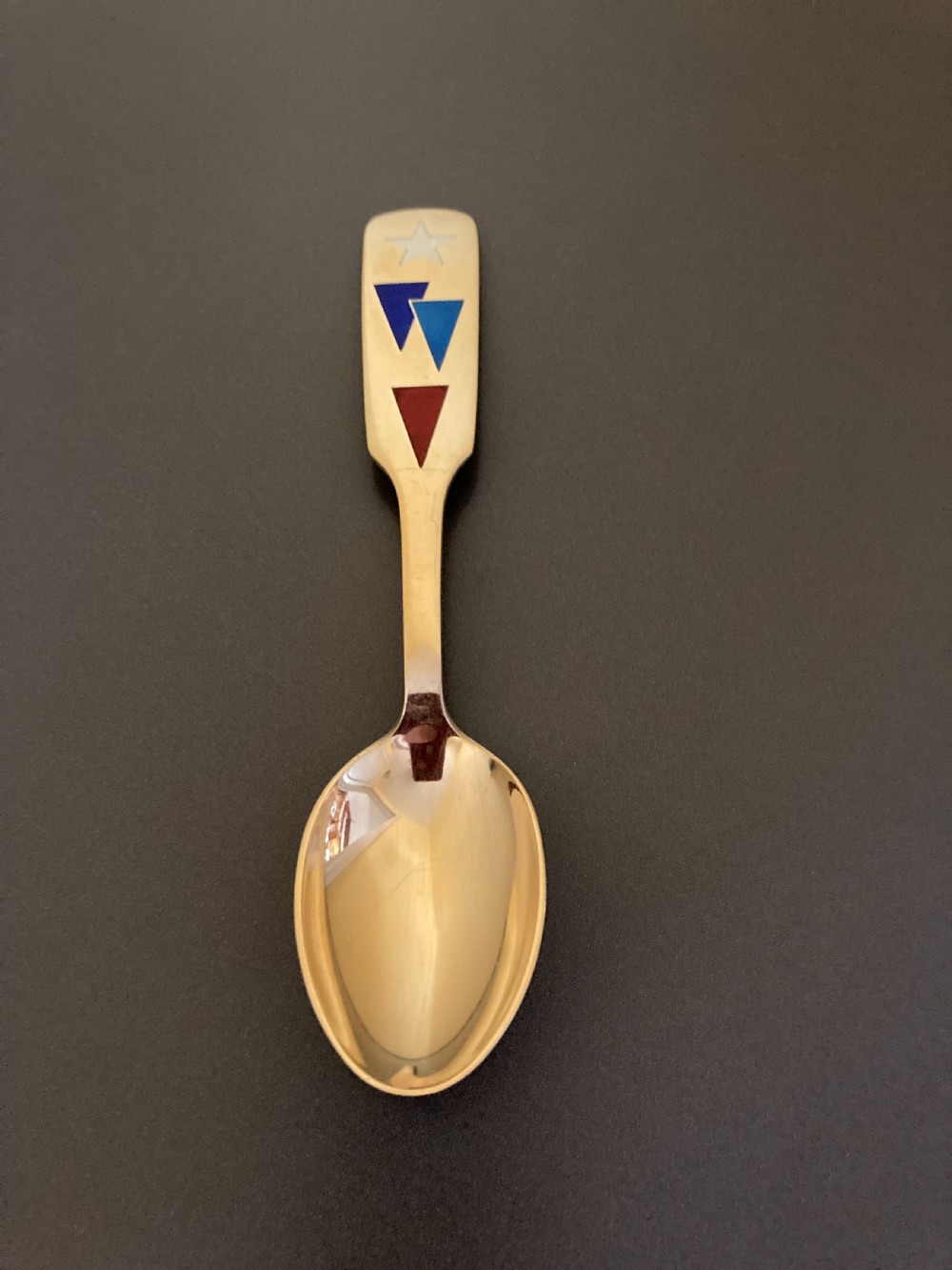 Danish Silver Gilt and Enamel Christmas Spoon. 1954.