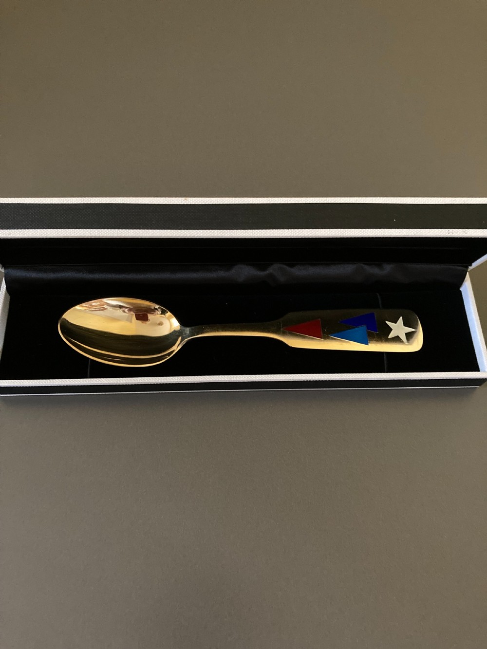 Danish Silver Gilt and Enamel Christmas Spoon. 1954. View V