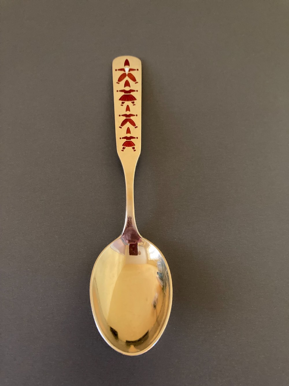 Danish Silver Gilt and Enamel Christmas Spoon. 1957.