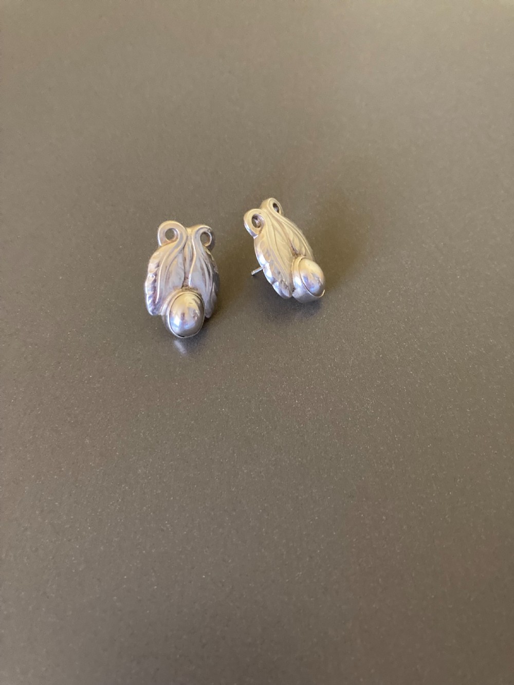 Georg Jensen Danish silver earrings. No 108. 1950s. View III