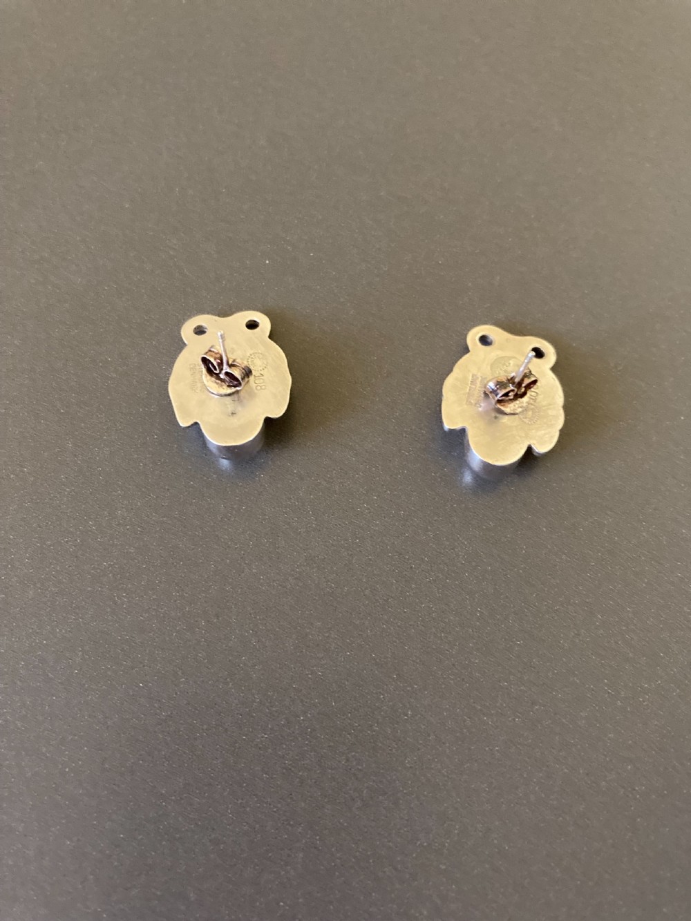 Georg Jensen Danish silver earrings. No 108. 1950s. View V