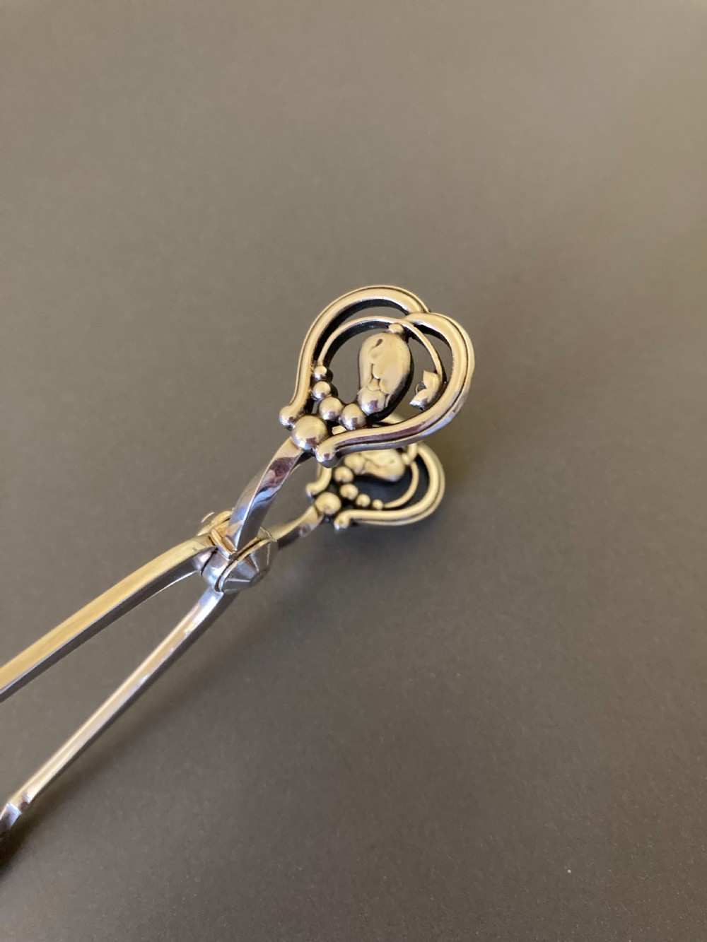 Georg Jensen Danish Silver Sugar Nips. Blossom Pattern. View III