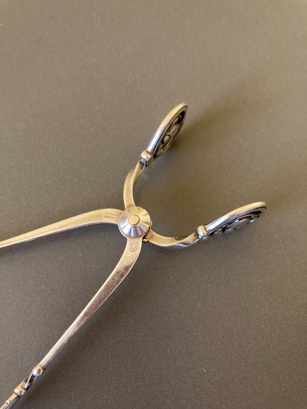 Georg Jensen Danish Silver Sugar Nips. Blossom Pattern. View IV