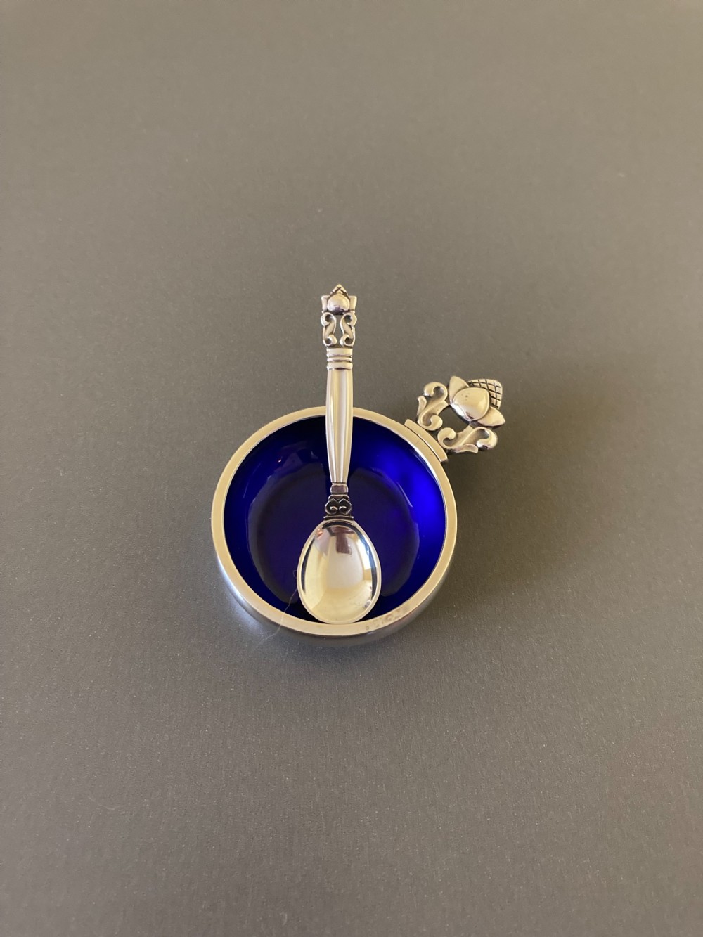 Georg Jensen Danish Silver Salt and Spoon. 