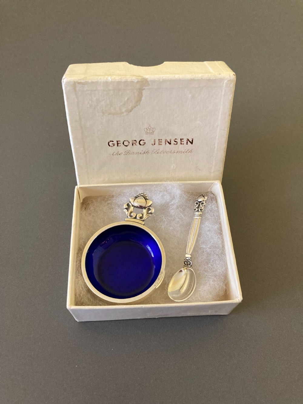 Georg Jensen Danish Silver Salt and Spoon. 