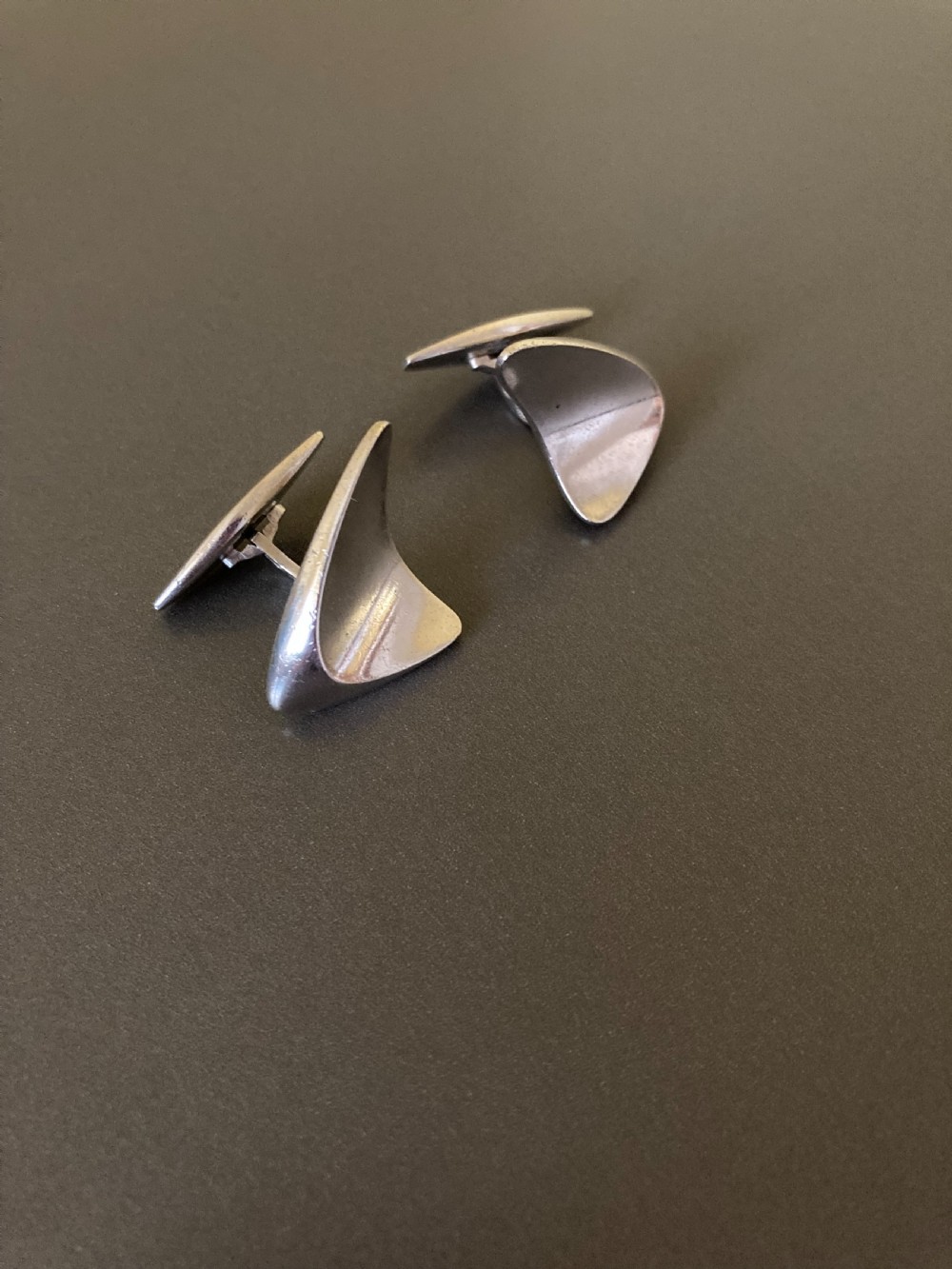 Georg Jensen Danish Silver Cuff Links. By Henning Koppel. View II