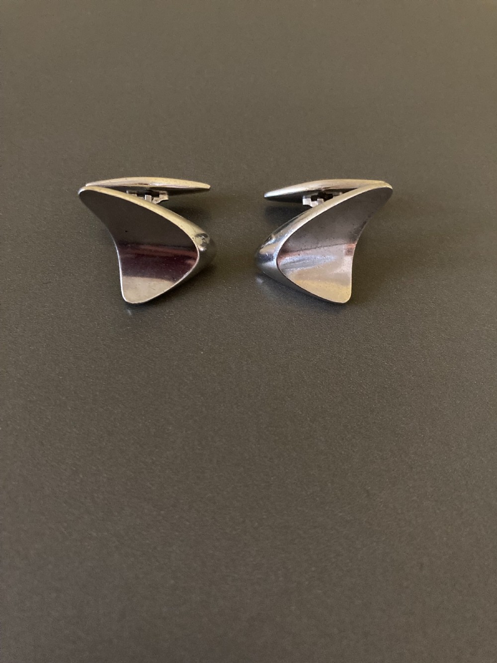 Georg Jensen Danish Silver Cuff Links. By Henning Koppel. View V