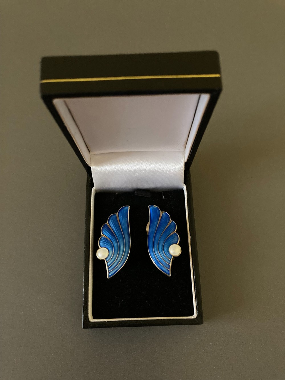 Norwegian Silver Gilt and Enamel Ear Clips. 1950s. View IV