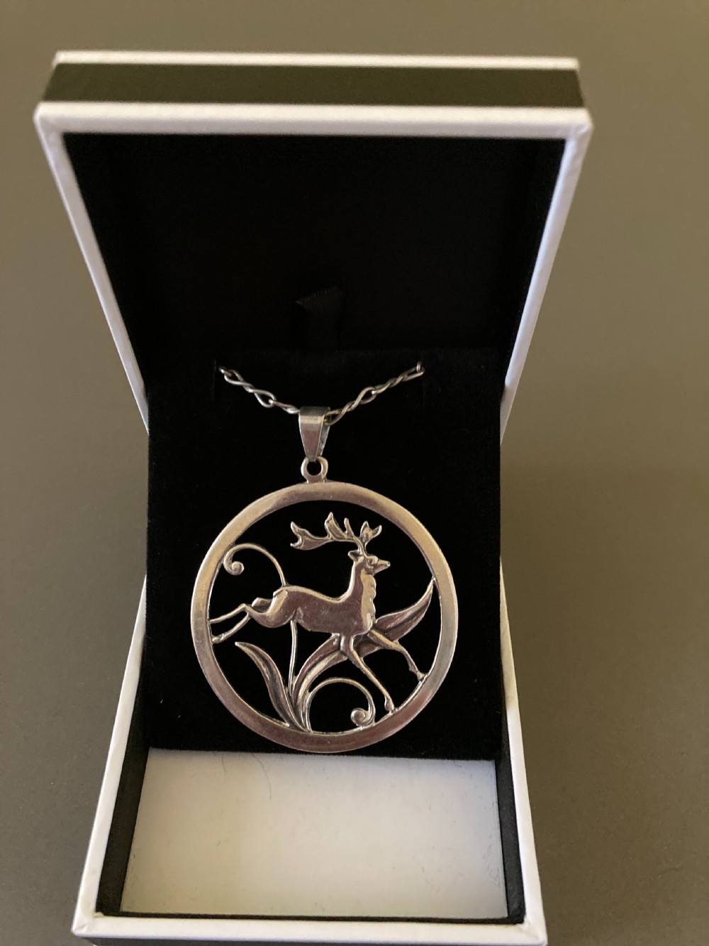 Danish Silver Pendant With Stag. 1940s. View III