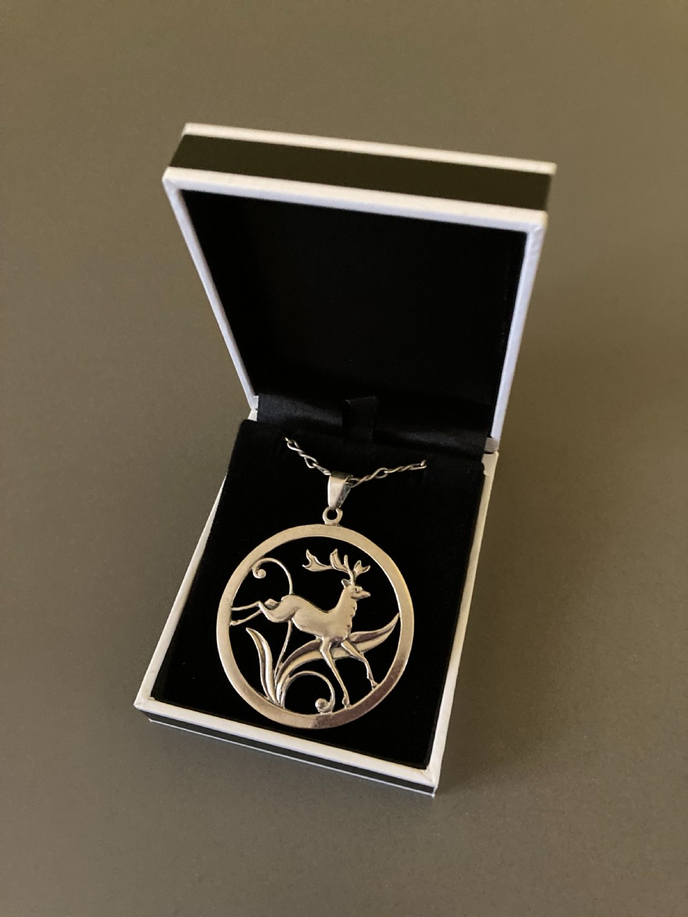Danish Silver Pendant With Stag. 1940s. View IV