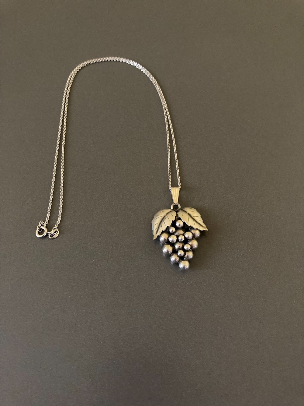 Danish Silver Pendant with Grapes. 1950s.
