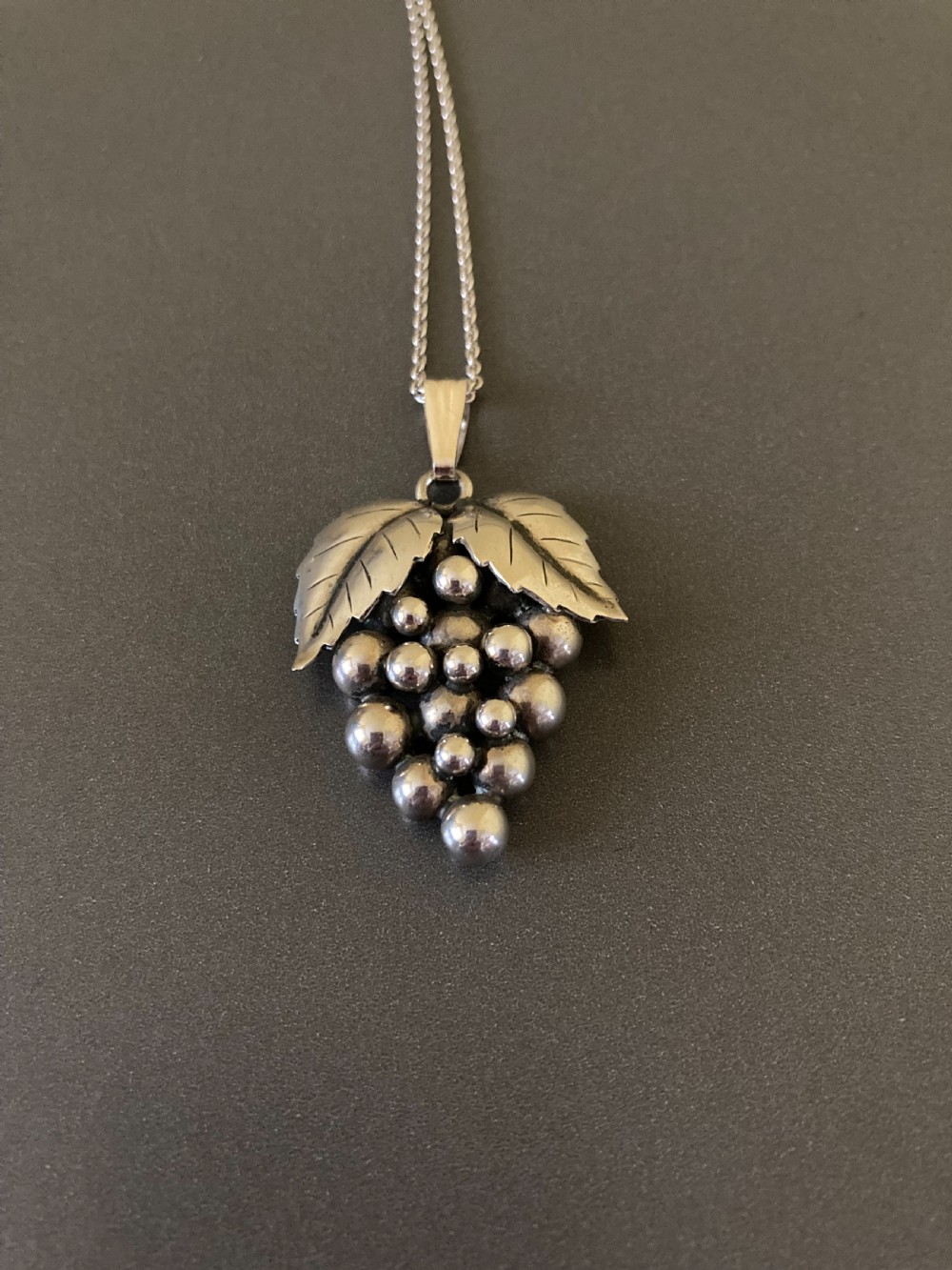 Danish Silver Pendant with Grapes. 1950s. View II