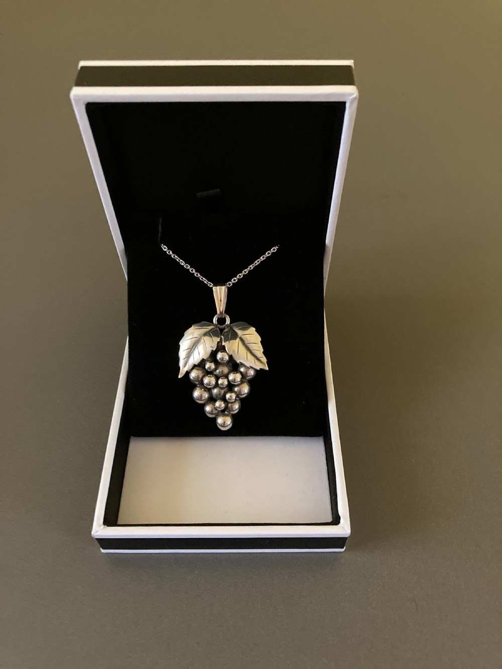 Danish Silver Pendant with Grapes. 1950s. View III
