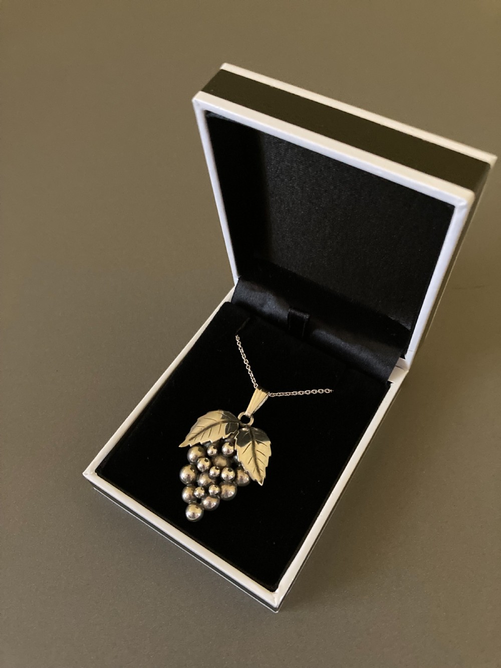 Danish Silver Pendant with Grapes. 1950s. View IV