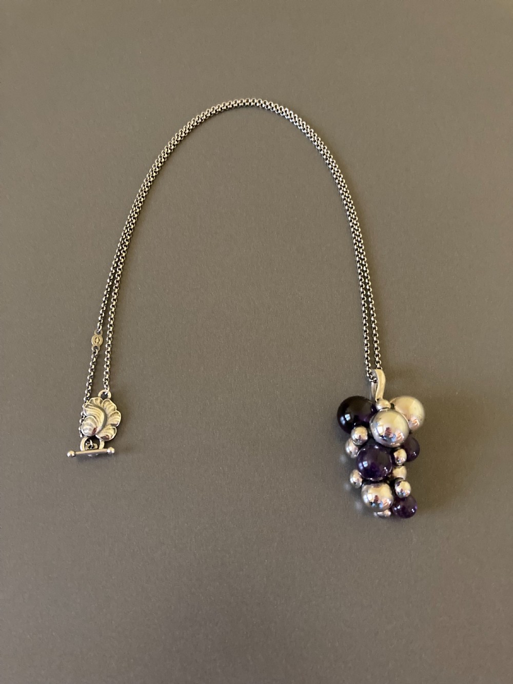Georg Jensen Danish Silver and Amethyst Pendant.