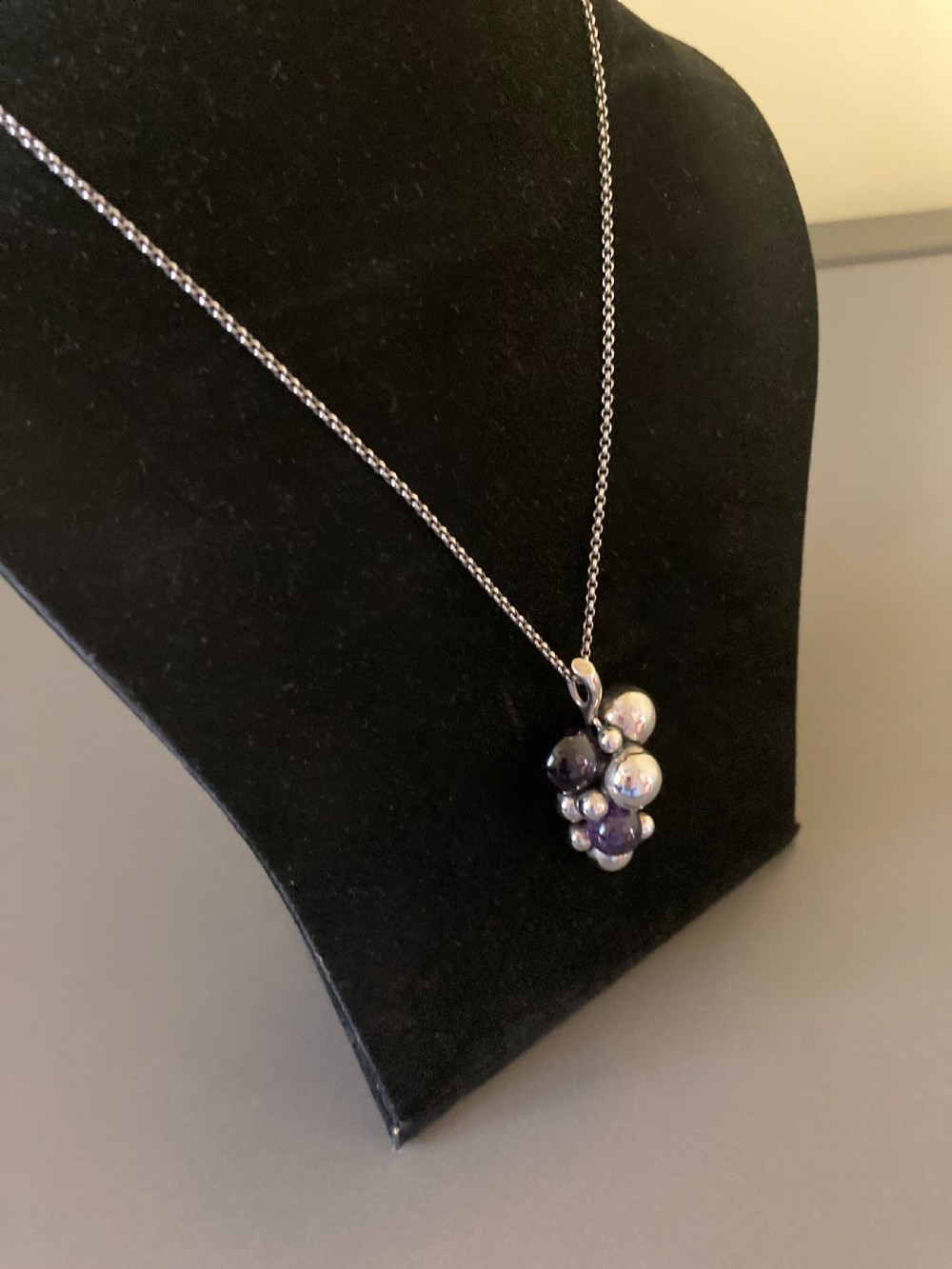 Georg Jensen Danish Silver and Amethyst Pendant. View IV