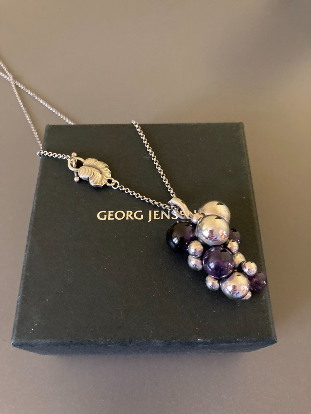 Georg Jensen Danish Silver and Amethyst Pendant. View V
