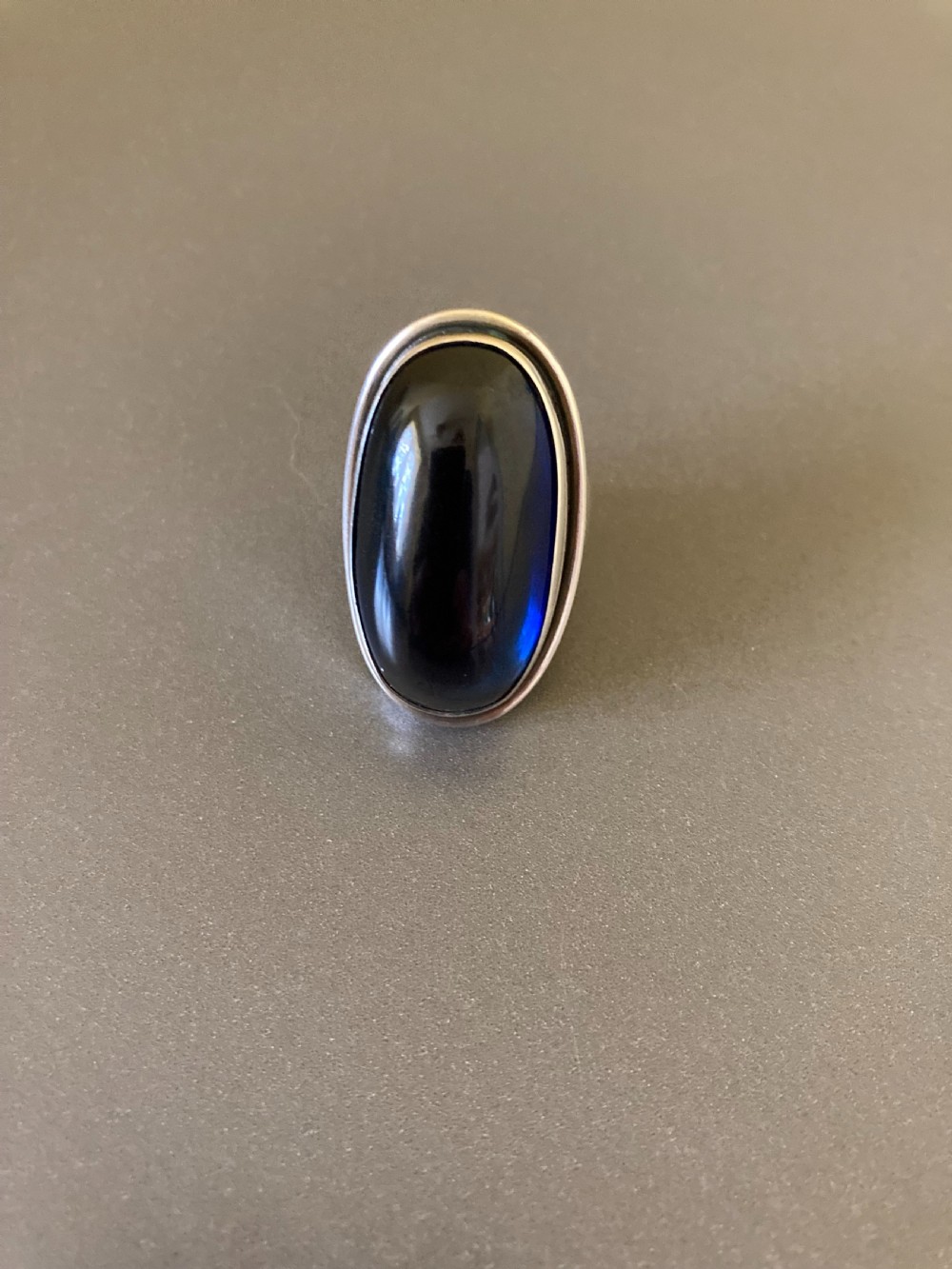 Georg Jensen Danish Silver Ring with Synthetic Sapphire. View III