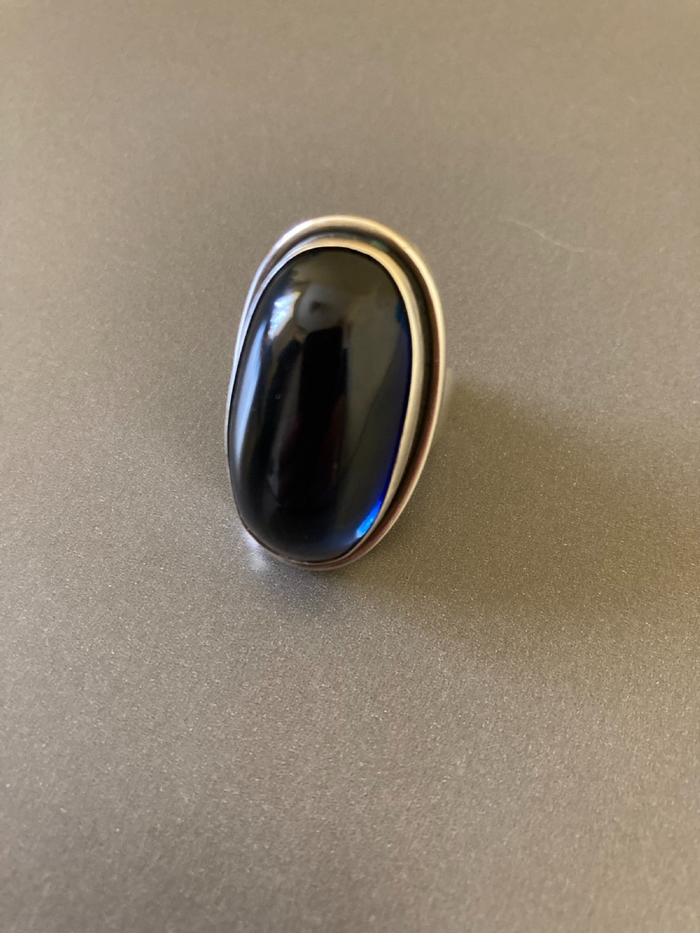 Georg Jensen Danish Silver Ring with Synthetic Sapphire. View IV