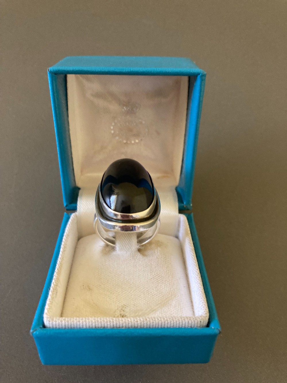 Georg Jensen Danish Silver Ring with Synthetic Sapphire. View V