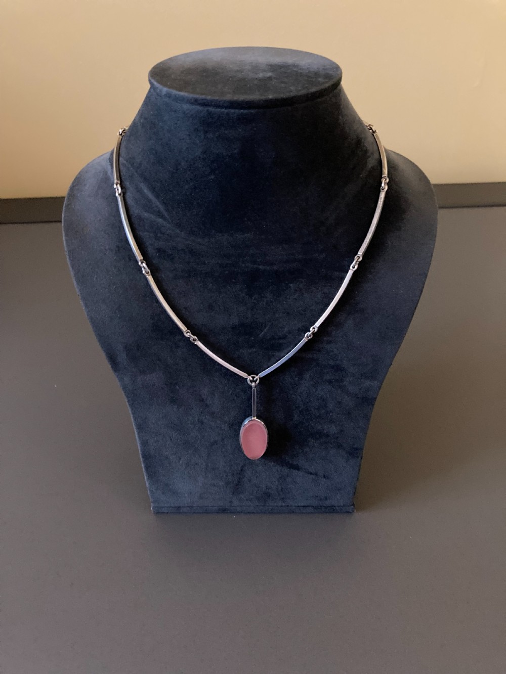 Danish Silver Necklace with Pendant. 1960s. By N E From.