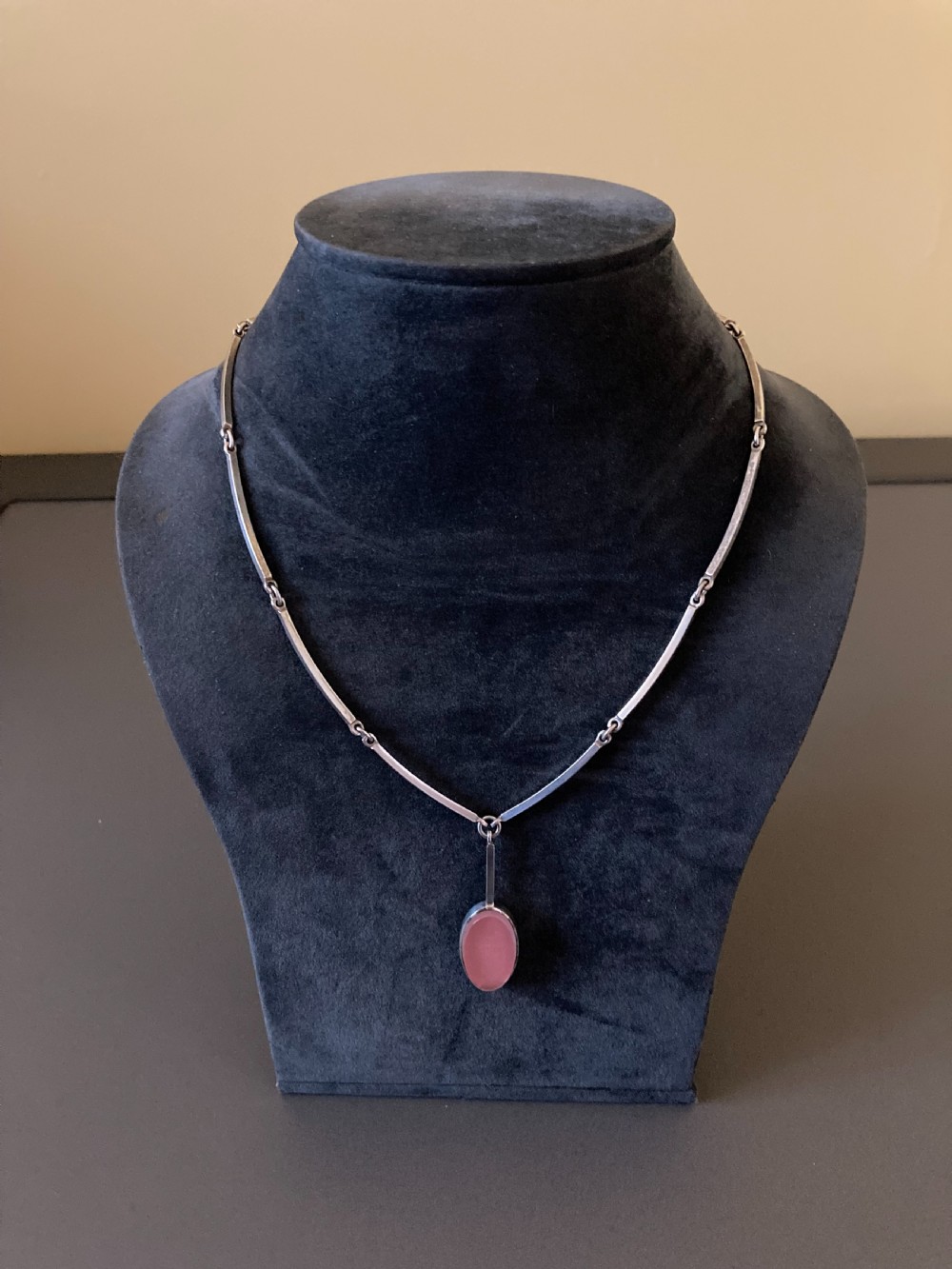 Danish Silver Necklace with Pendant. 1960s. By N E From. View IV